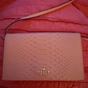 Coach Pink Python-Textured Crossbody Bag